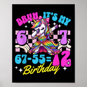 Bruh 67-5512 12e verjaardag eenhoorn dabbing meisj poster