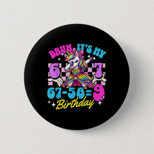 Bruh 67-589 9e verjaardag eenhoorn dabbing meisje  ronde button 5,7 cm
