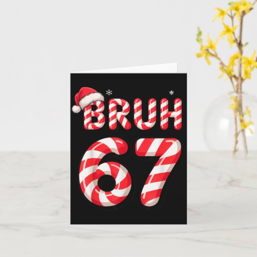 Bruh 67 Christmas Candy Cane For Teen Boys Six Sev Kaart (Gele Bloem)