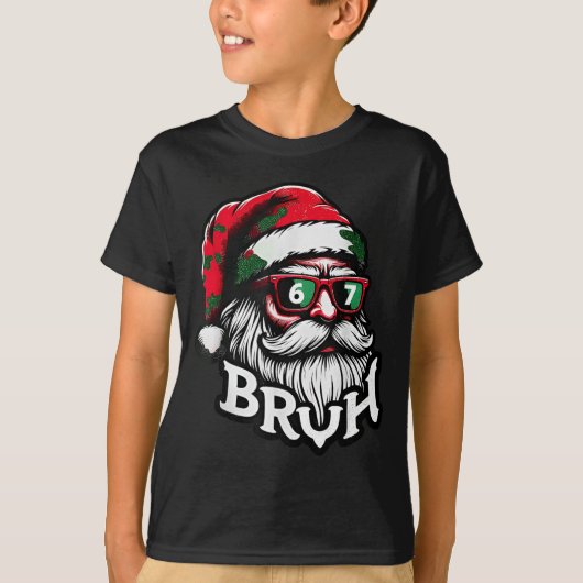 Bruh 67 Christmas Funny Six Seven Meme Santa Claus T-shirt (Voorkant)