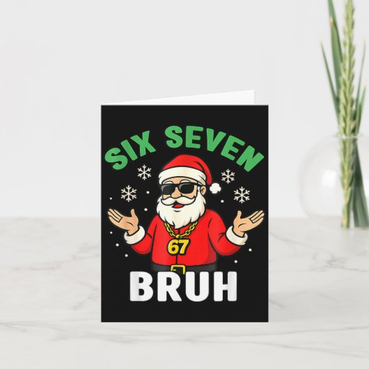 Bruh 67 Christmas Santa Six Seven 6 7 Boys Christm Kaart (Voorkant)