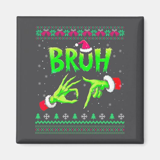 Bruh 67 Christmas Ugly Sweater Six Seven Meme 6 7  Magneet (Voorkant)