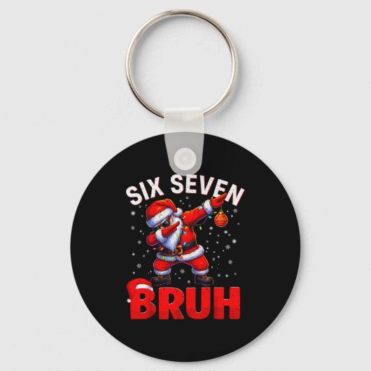 Bruh 67 Dabbing Kerstman Grappige Meme Zes Zeven K Sleutelhanger (Voorkant)