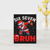 Bruh 67 Dabbing Santa Funny Meme Six Seven Christm Kaart (Gele Bloem)