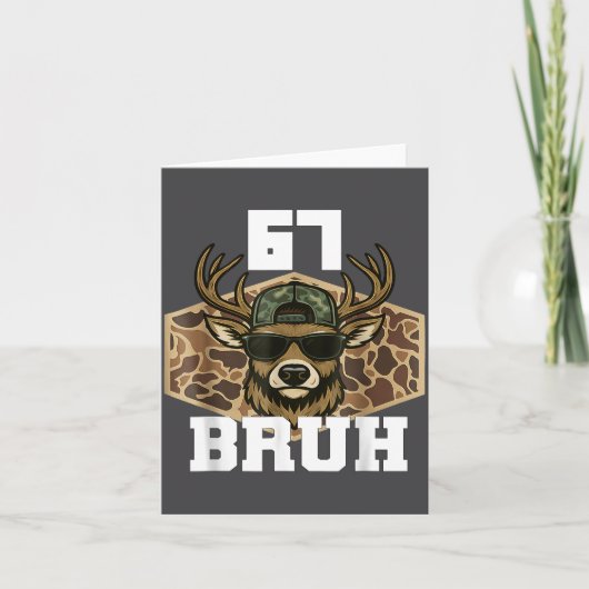 Bruh 67 Deer Funny Deer Hunting Camo Hat Youth Tee Kaart (Voorkant)