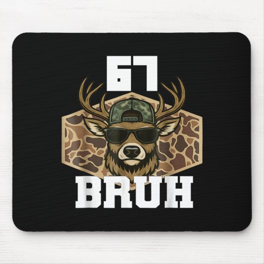 Bruh 67 Deer Funny Deer Hunting Camo Hat Youth Tee Muismat (Voorkant)