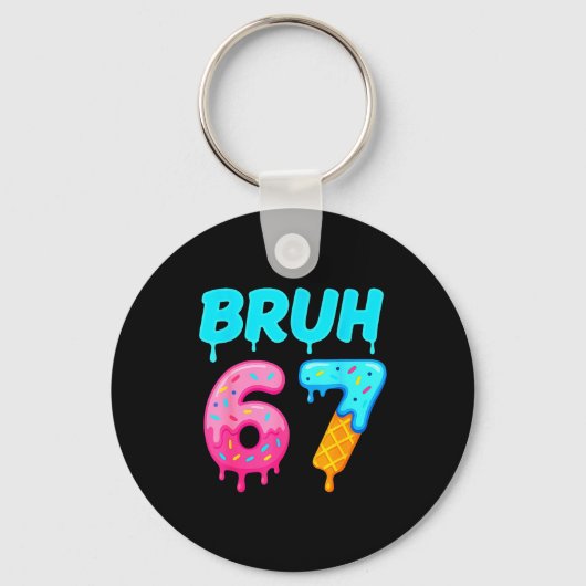 Bruh 67 Drippy Ice Cream Donut Funny Essential Sleutelhanger (Voorkant)