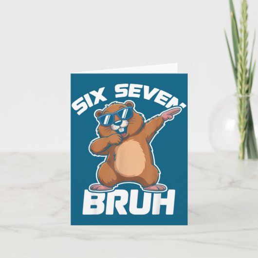 Bruh 67 Funny Groundhog 6-7 Meme Pyjamas Boys Girl Kaart (Voorkant)