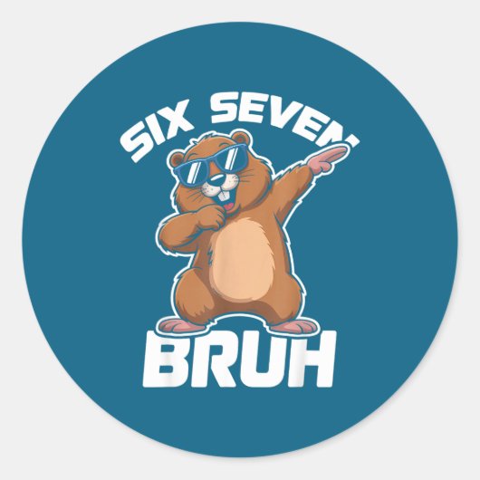 Bruh 67 Funny Groundhog 6-7 Meme Pyjamas Boys Girl Ronde Sticker (Voorkant)