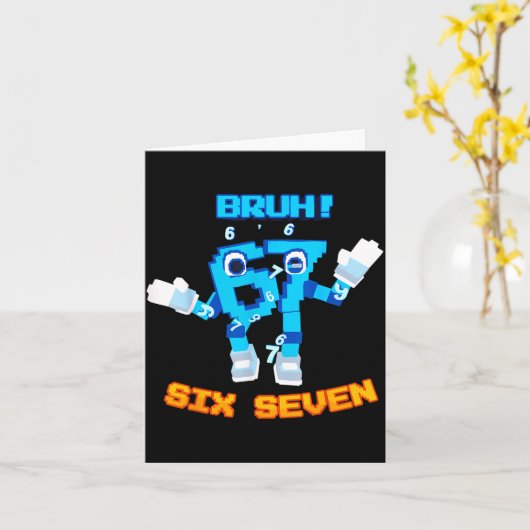 Bruh 67 Funny Six Seven Meme Brainrot Humor Tee  Kaart (Gele Bloem)