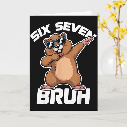 Bruh 67 Grappige Groundhog 6-7 Meme Pyjama Jongens Kaart (Gele Bloem)