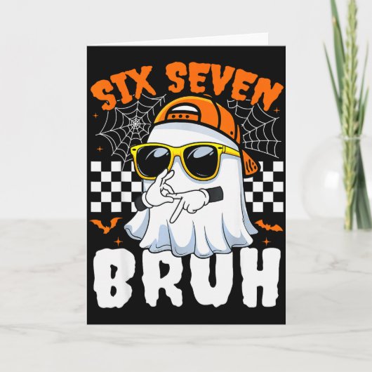 Bruh 67 Halloween Grappig Zes Zeven Meme Brainrot Kaart (Voorkant)