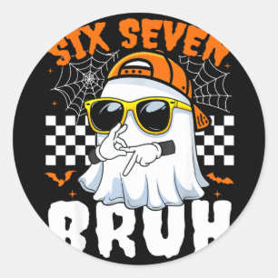 Bruh 67 halloween grappig zes zeven meme brainrot ronde sticker