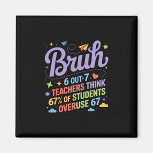 Bruh 67 Leraren Meme Funny School Citaat Magneet