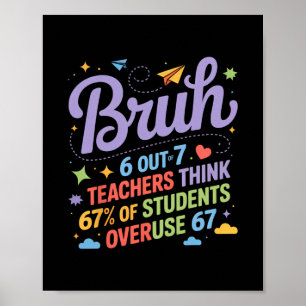 Bruh 67 Leraren Meme Grappige School Citaat  Poster