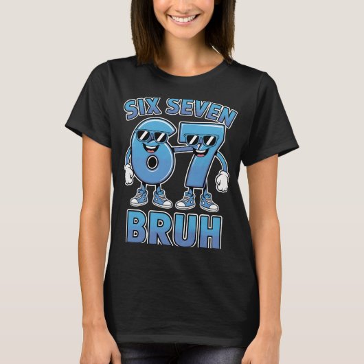 Bruh 67 Meme Grappige Retro Script Slang Kledingst T-shirt (Voorkant)