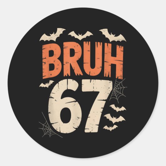 Bruh 67 Meme Halloween Ronde Sticker (Voorkant)