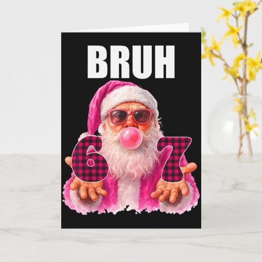 Bruh 67 Santa Bubble Gum Six Seven Meme Christmas  Kaart (Gele Bloem)