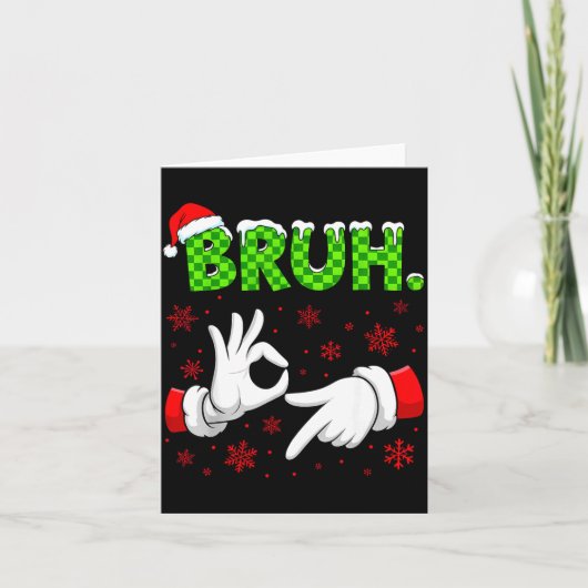 Bruh 67 Santa Hand Six Seven Meme Christmas Matchi Kaart (Voorkant)