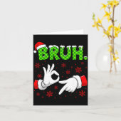 Bruh 67 Santa Hand Six Seven Meme Christmas Matchi Kaart (Gele Bloem)