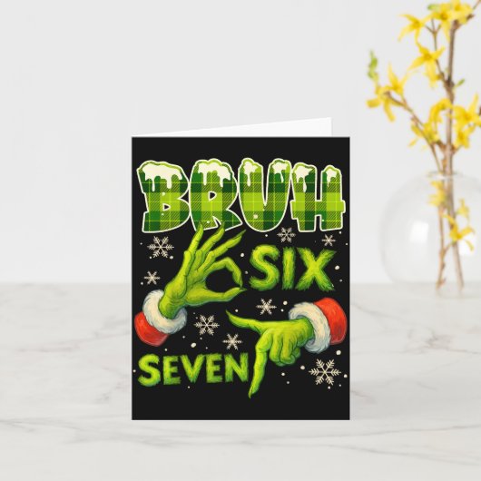 Bruh 67 Six Seven 6 7 Meme Christmas Funny Gen Alp Kaart (Gele Bloem)