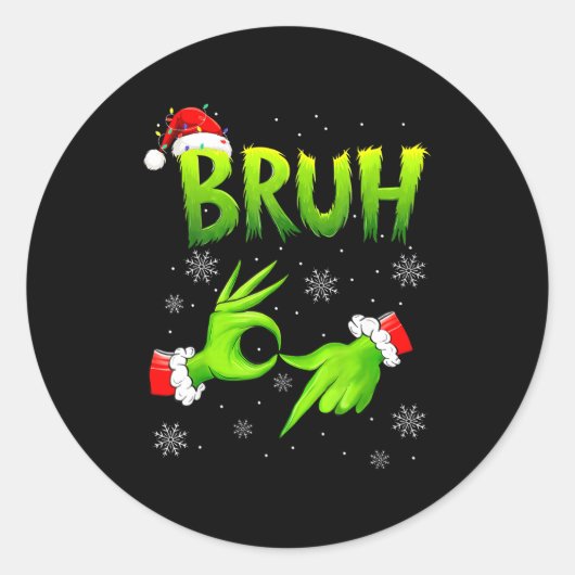 Bruh 67 Six Seven 6 7 Meme Christmas Funny Gen Alp Ronde Sticker (Voorkant)
