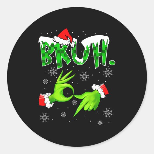 Bruh 67 Six Seven 6 7 Meme Christmas Funny Gen Alp Ronde Sticker (Voorkant)