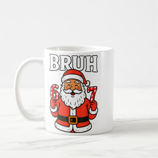 Bruh 67 Six Seven 6 7 Meme Christmas Santa Pajamas Koffiemok (Links)
