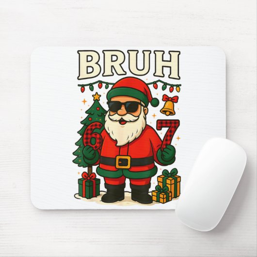 Bruh 67 Six Seven 6 7 Meme Christmas Santa Pajamas Muismat (Met muis)