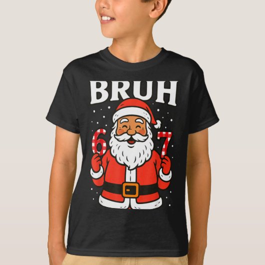 Bruh 67 Six Seven 6 7 Meme Christmas Santa Pajamas T-shirt (Voorkant)