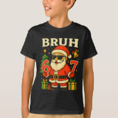 Bruh 67 Six Seven 6 7 Meme Christmas Santa Pajamas T-shirt (Voorkant)