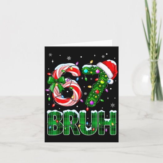 Bruh 67 Six Seven 6 7 Meme Christmas Tree Candy Ca Kaart (Voorkant)