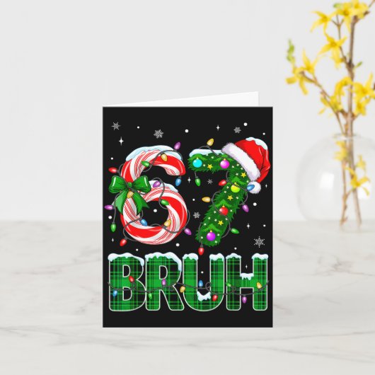 Bruh 67 Six Seven 6 7 Meme Christmas Tree Candy Ca Kaart (Gele Bloem)