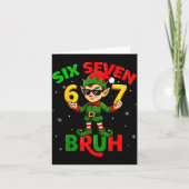 Bruh 67 Six Seven 6 7 Meme Elf Christmas Funny Boy Kaart (Voorkant)