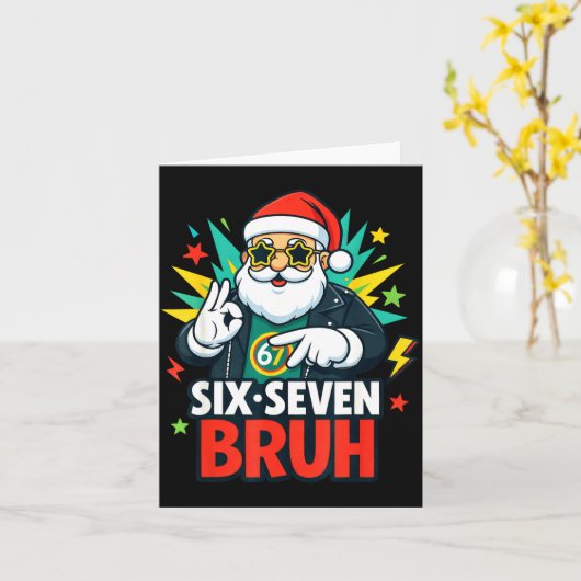 Bruh 67 Six Seven 6 7 Meme Gen Alpha Christmas Gen Kaart (Gele Bloem)