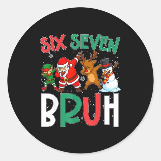 Bruh 67 Six Seven 6 7 Meme Gen Alpha Christmas Gen Ronde Sticker (Voorkant)