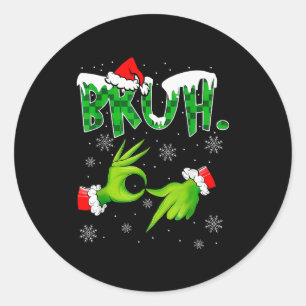 Bruh 67 Six Seven 6 7 Meme kerst grappig Gen Alp Ronde Sticker
