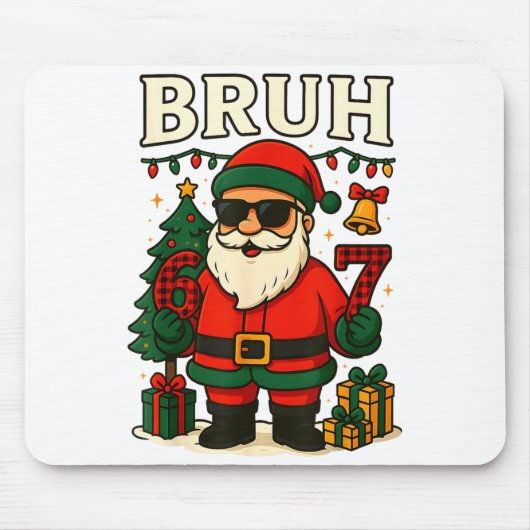 Bruh 67 Six Seven 6 7 Meme Kerstmis Kerstman Pyjam Muismat (Voorkant)
