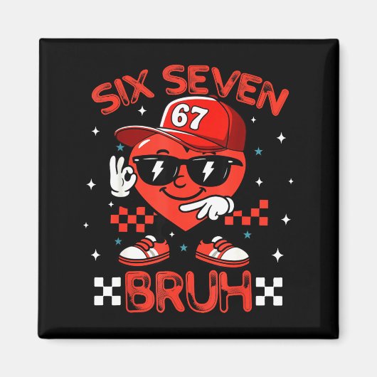 Bruh 67 Six Seven Meme Dab Heart Boys Kids Valenti Magneet (Voorkant)