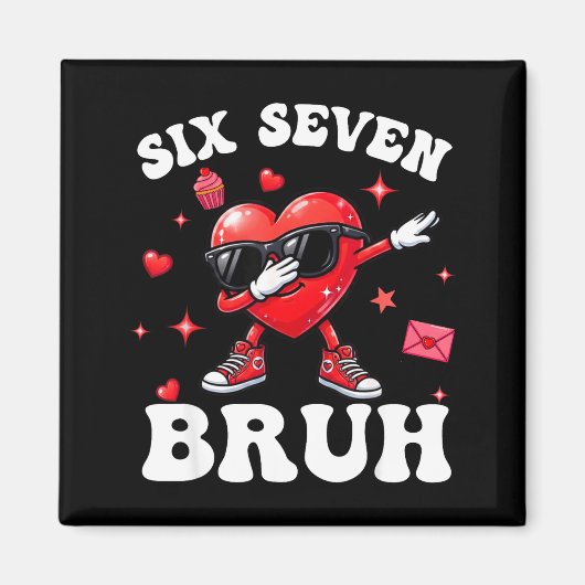 Bruh 67 Six Seven Meme Dab Heart Boys Kids Valenti Magneet (Voorkant)