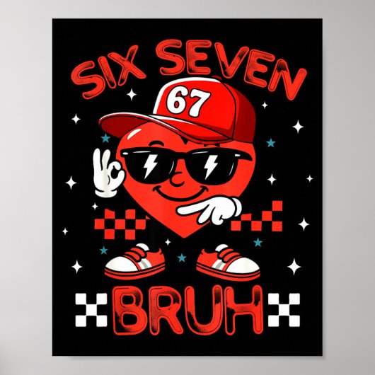 Bruh 67 Six Seven Meme Dab Heart Boys Kids Valenti Poster (Voorkant)