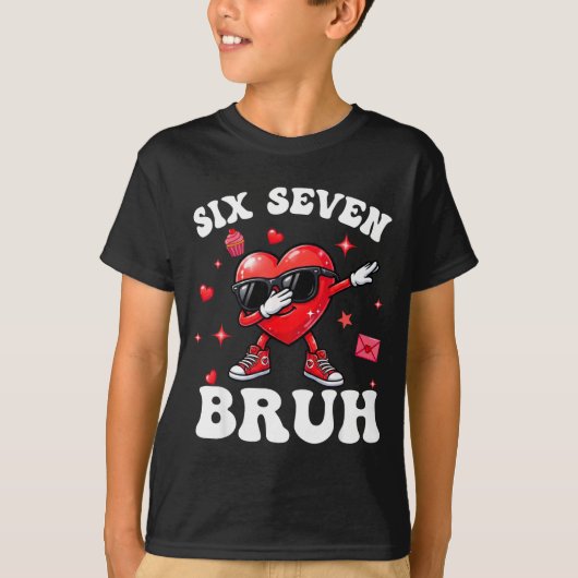 Bruh 67 Six Seven Meme Dab Heart Boys Kids Valenti T-shirt (Voorkant)