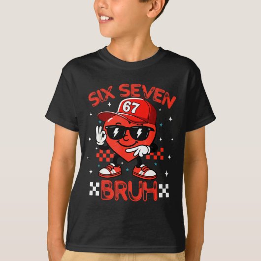 Bruh 67 Six Seven Meme Dab Heart Boys Kids Valenti T-shirt (Voorkant)