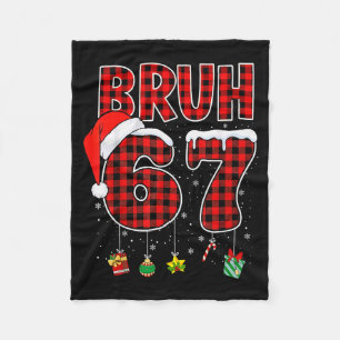 Bruh 67 Six Seven Meme Leuk Kerstmis Rood Geruit K Fleece Deken