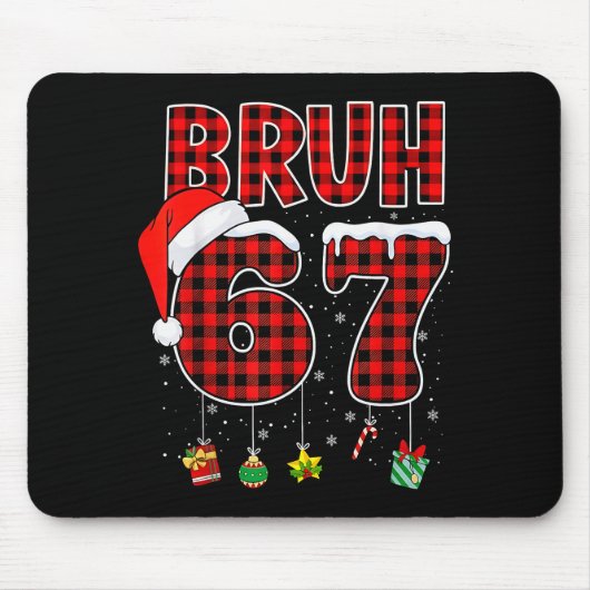Bruh 67 Six Seven Meme Leuke Kerst Rode Geruite Xm Muismat (Voorkant)