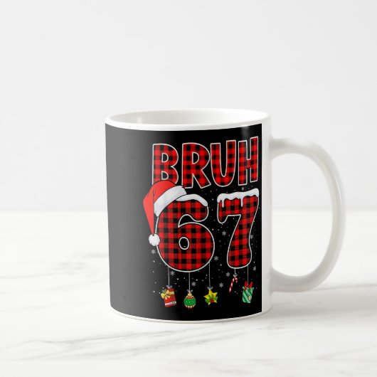 Bruh 67 Six Seven Meme Leuke Kerst Rode Plaid Xma Koffiemok (Rechts)