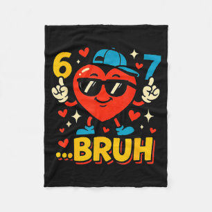 Bruh 67 Six Seven Meme Valentijnshart Grappig Dabb Fleece Deken
