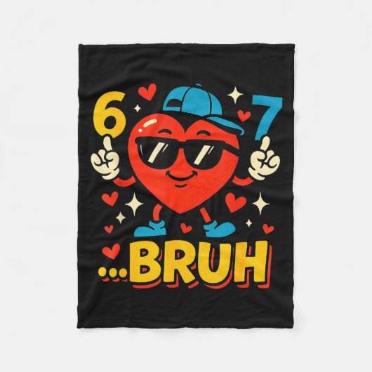 Bruh 67 Six Seven Meme Valentijnshart Grappig Dabb Fleece Deken (Voorkant)