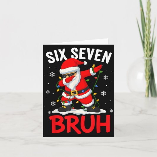 Bruh 67 Six Seven Santa Dabbing Christmas Meme Boy Kaart (Voorkant)