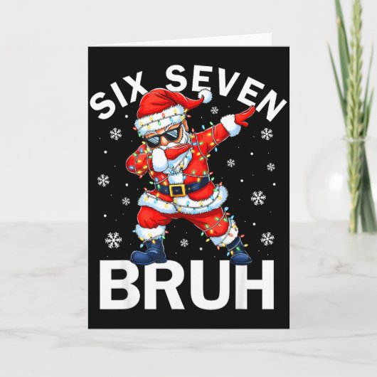 Bruh 67 Six Seven Santa Dabbing Christmas Meme Boy Kaart (Voorkant)